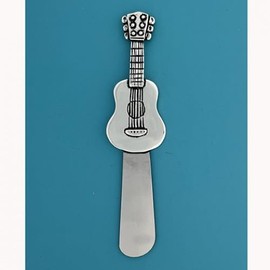 Basic Spirit Butter Spreader Knife - Guitar Small Pate Knife - Soft Cheese Kitchen Gadgets, Home Decorative Gift, Silver, PTS-70