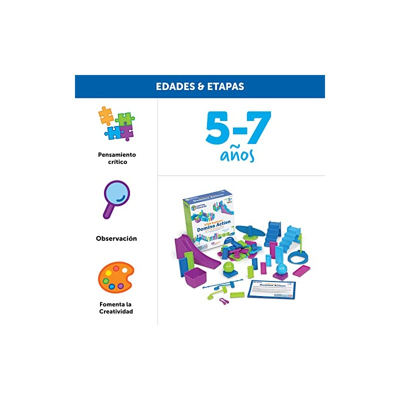 Learning Resources Stem Explorers Domino Action, Juguetes Stem para niños,