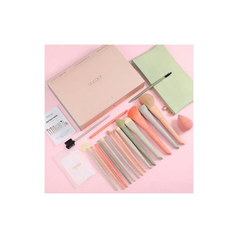 Set De Brochas Docolor De Maquillaje, Coloridas, 17 Piezas