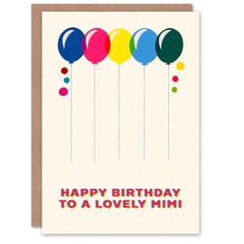 Artery8 Happy Birthday to a Lovely Mimi Colourful Balloons Rainbow Non Binary Gender Neutral Card