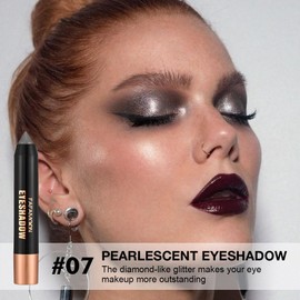 FeiCuiYun Monochrome Cream Shimmer Glitter Eyeshadow Pencil Stick for Women, Shimmer Somke Grey Eye Shadow Eyeliner Pencil Sticks Makeup, sombras para ojos, Waterproof, Vegan & Cruelty-Free, 07#