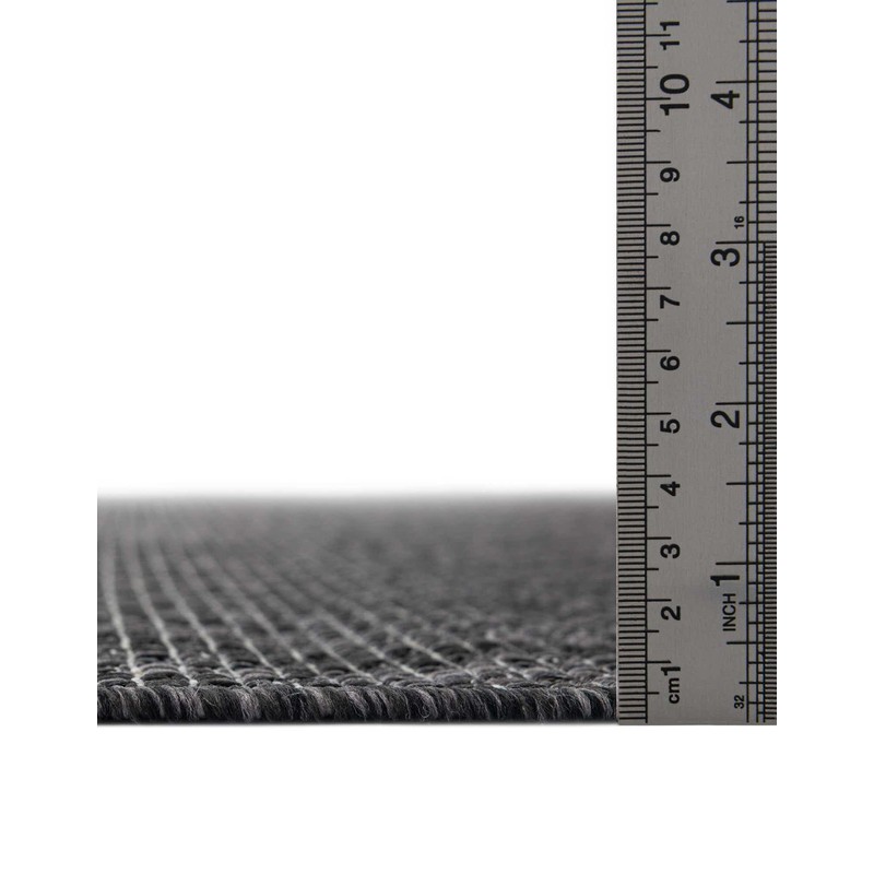 Unique Loom Outdoor Solid Collection Area Rug (10' Round Black/Ivory)