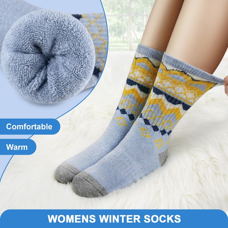 SIMIYA 5 Pairs Merino Wool Socks for Women Winter Thick
