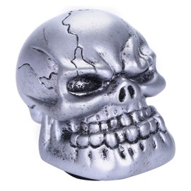 Bashineng Skull Shift Knob Handle Transmission Gear Stick Shifter Head Universal Shifting Lever Fit Most Manual Automatic Cars Truck SUV Vehicle (Silver)