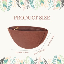 NICENEEDED Brown Purse Organizer Insert with Zipper, Felt Bag Divider for Tote & Purse, Moon Shape Tote Bag Organizer Insert Shaper