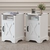 RoyalCraft Nightstand Set of 2, White End Table with Charging