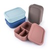 Silicone Bento Lunch Box Portable Reusable 3 Compartment Microwaveable Bento