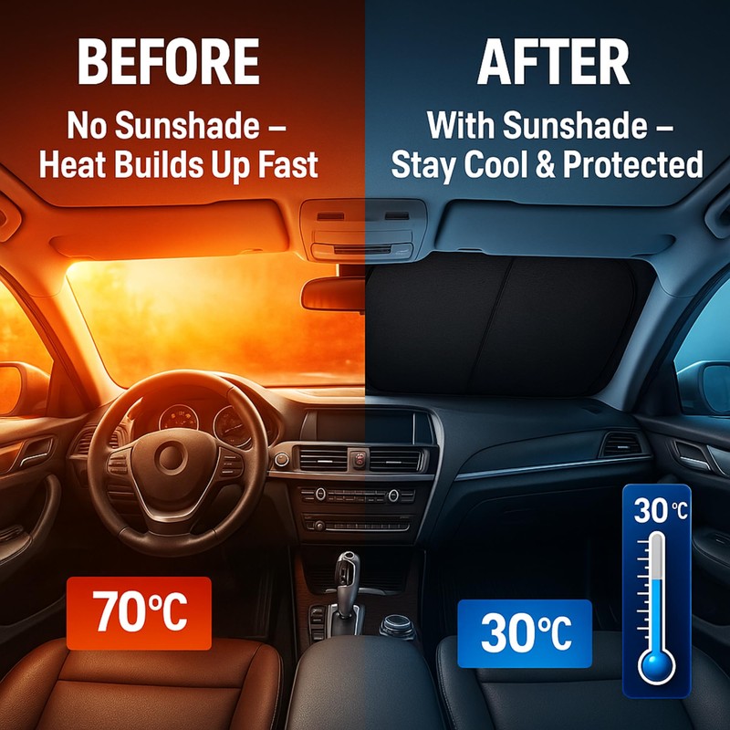 Foldable Car Windshield Sunshade, Front & Rear Window Sunscreen, Car
