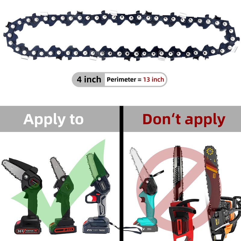 [5 Pieces] 4 Inch Mini Chainsaw Chain with Replacement Saw