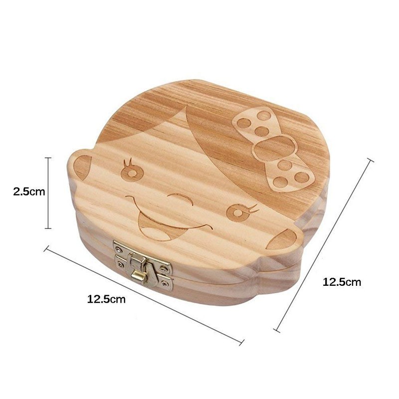 Aiky Wooden Baby Tooth Fairy Box Teeth Holder For Kids