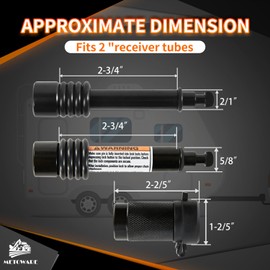 METOWARE Heavy Duty Trailer Hitch Pin Lock, 1/2" Diameter Lock Pin with 5/8" Adaptor and 8 Anti-Rattle Rubber O-Rings, Fits 2" Receiver Tubes and Class I-V Receivers (1 Pack)