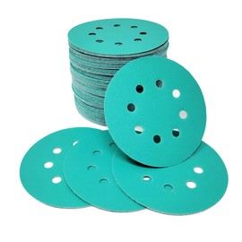 INOTEK EDGE 60pcs Sandpaper 5 Inch for Orbital Sander 8 Hole (Green Series) Aluminium Oxide Hook and Loop Sanding Discs, No Swirl Marks, Superior Cutting Performance & High Resistance, Papier Sablé