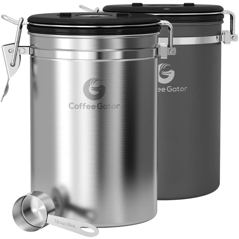 Coffee Gator Coffee Canister, 2pack 16oz Airtight Stainless Steel Kitchen