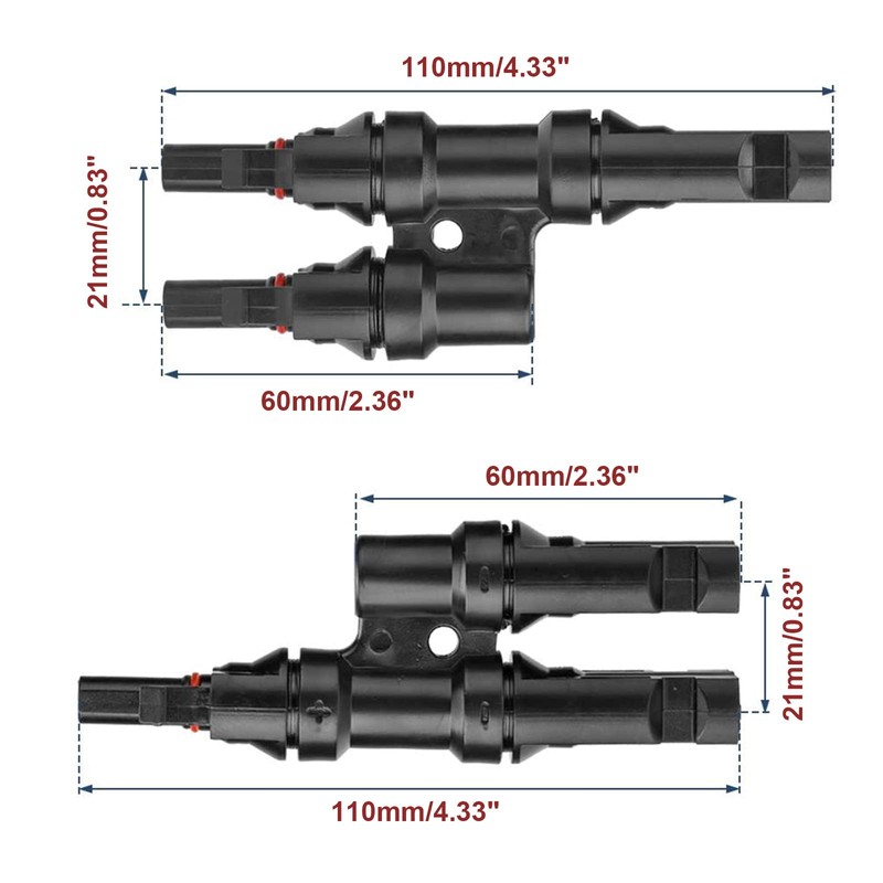 ZHITING 2 Pairs Solar Panel Y Branch PV Connector M