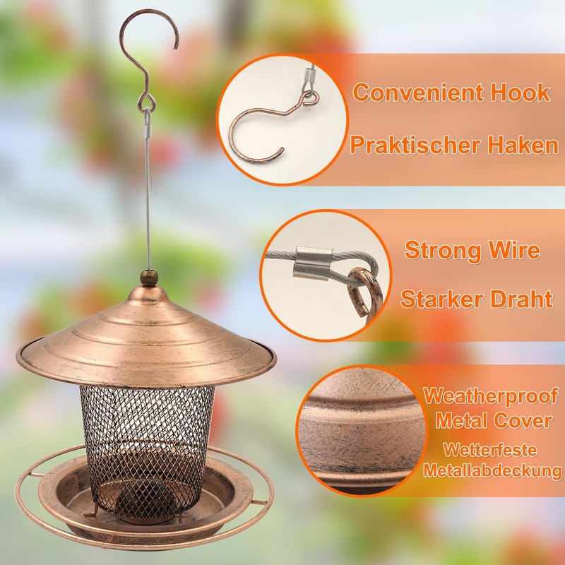 Zeqeey Metal Bird Feeder Hanging Bird Feeder for Birds Bird