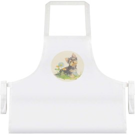 Azeeda 'Cute Yorkshire Terrier Puppy with Flowers' Unisex Cooking Apron (AP00077480)