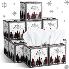 Fourluoo 12 Pack Christmas Facial Tissues Cube Boxes 600 Sheets 3 Ply