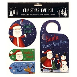 Partisan Christmas EVE KIT with Coaster Tags & Door Hanger Santa Children Presents, Multicolour, X-365-CEK