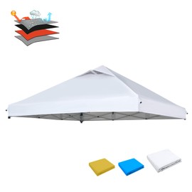 Solim 10x10 Canopy Replacement Top, 420D Oxford Pop Up Canopy Tent Top Cover Roof with Air Vent for Straight Leg, Polyester Waterproof Garden Patio Pavilion Sun Shade (Top Only, Silver-Coated White)