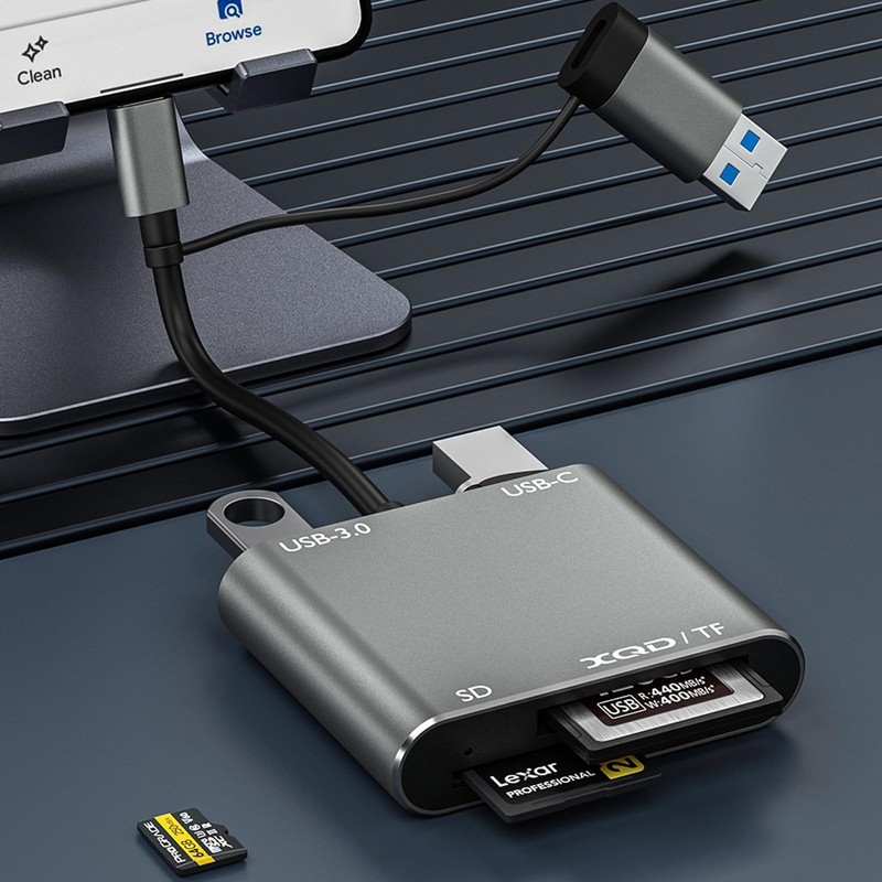 Multi SD Card Reader, Dual Connector USB C USB 3.0