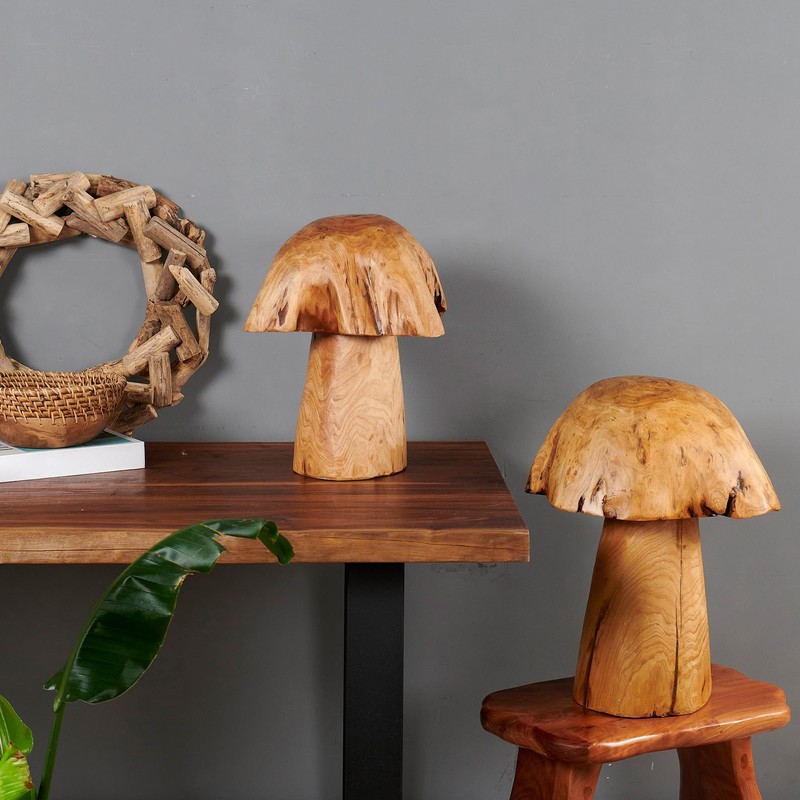 Greenage Cedar Roots Hand Crafted Wood Mushroom Sculpture 15.7"x17.7"x19.7" H