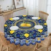 Ecixzyo Lemon Round Tablecloth 60 Inch Polyester Washable Table Cover