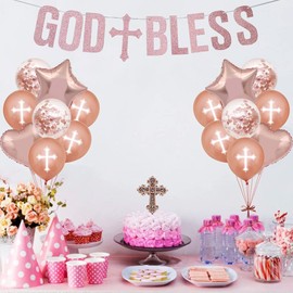 God Bless Banner Baptism, Baptism Decorations Girl, Confirmation Balloons, First Communion Balloons, Cross Balloons for Baptism, Baptism Cross Balloons, Baptism Decorations, Baby Shower