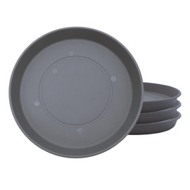 The HC Companies Round Prima Flower Pot Saucers - Plastic Plant Saucer for Outdoors & Indoors - Traditional Plant Pot Trays for Water Drainage -Durable Plant Tray (5-inch Warm Gray, Pack of 4)
