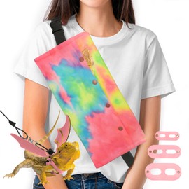 Bearded Dragon Leash and Harness Set, Beardie Light Red Carrier, Lizard Adjustable Harness with Leather Wings and Sling Bag, Reptile Small Pet Backpack Batwing Accessories for Outdoor Travel Walking