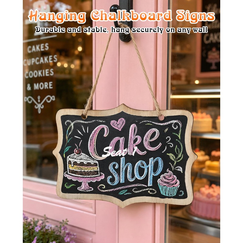Gaahkai 10 PCS Large Hanging Chalkboard Signs, 9"x6" Reusable Double