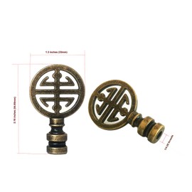 GY & CK® Lamp finials Oriental lampshade finial knob Happiness Symbol lamp shade Decoration Finial Top Lamp Parts, Set of 2 (Antique Brass)