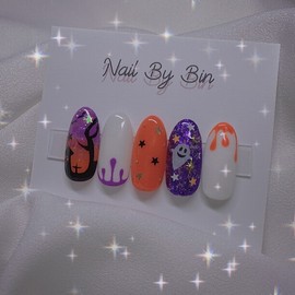 [Halloween] Halloween party nails - Short Oval / [할로윈] 할로윈파티 네일 - 숏오벌