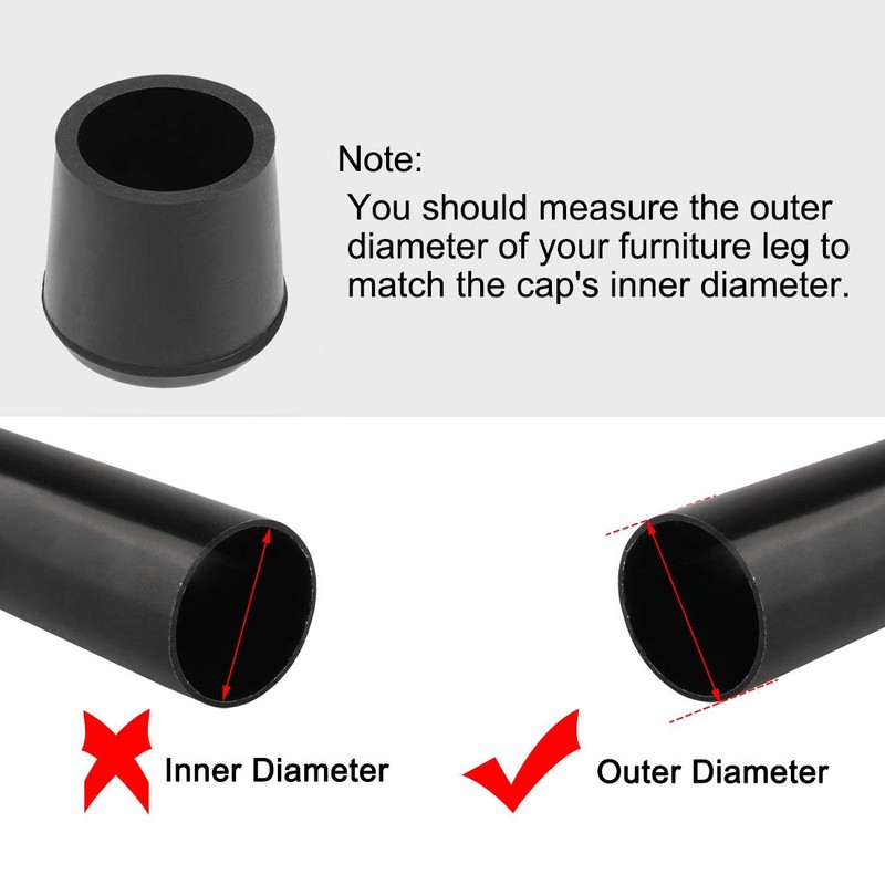 sourcing map Rubber Furniture Caps 21mm Inner Diameter Round Table