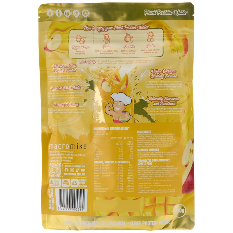 Macro Mike Apple and Mango Plant Protein Water 300 g