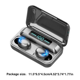 Noise Cancelling Wireless Earbuds, in-Ear Detection Headphones, LED Display Watertight Bluetooth 5.0 Stereo Earphones, Immersive Sound Premium Deep Bass Headset Black