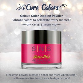 SNS Nail Dip Powder, Gelous Color Dipping Powder - Finesse (Pink, Red/Magenta, Cream) - Long-Lasting Dip Nail Color Lasts 14 Days - Low-Odor & No UV Lamp Required - 1oz