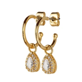 LuckyLy Aretes de Oro 14k para Mujer tipo Arracadas con Zirconia Cúbica – Joyería y Accesorios Ideales como Regalos para Mujer Cumpleaños y Regalos para Mamá Navidad, Modelo Dory Blanco