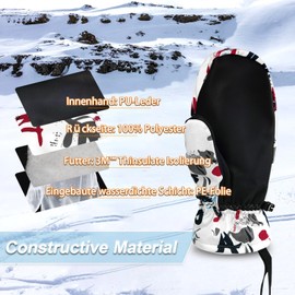 Safesense Ski Gloves Mittens Women Men Very Warm Mittens Snowboard Gloves Winter Waterproof Abstract Doodles M