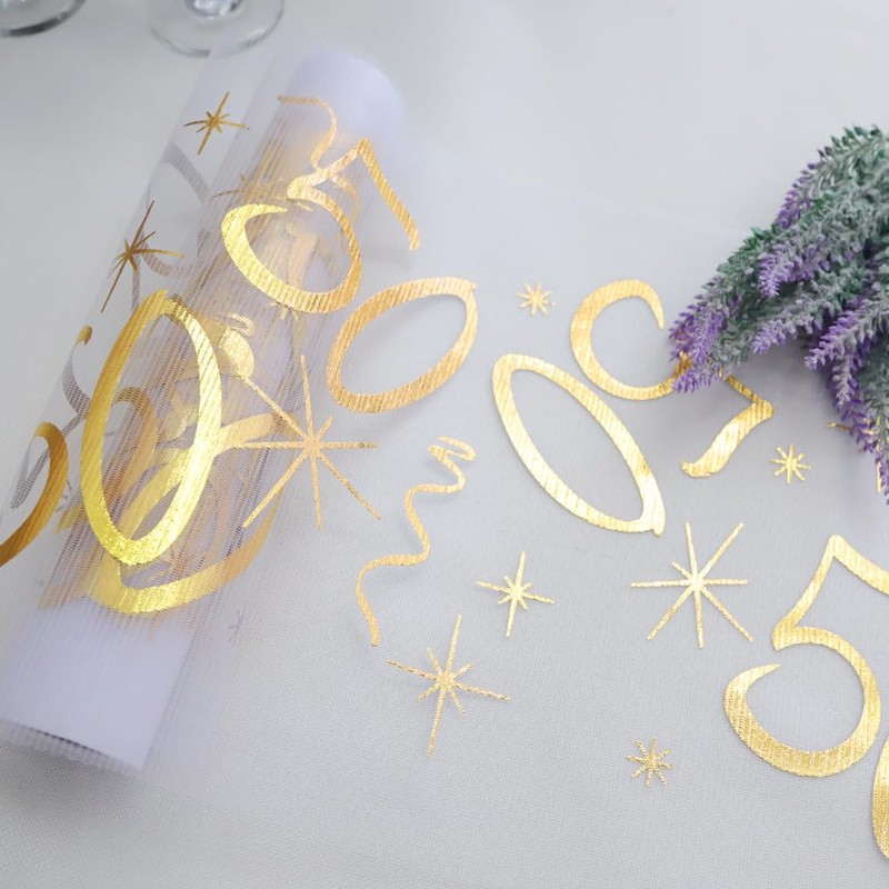 Yontree 50th Birthday Decoration Table Decoration Birthday Table Runner for