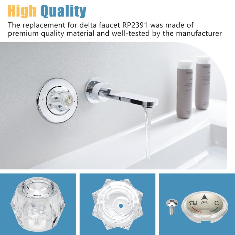 Faucet Handle Replacement for Delta Faucet RP2391 Clear Shower Knob