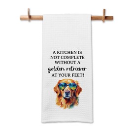 GOSJINNK Funny Golden Retriever Kitchen Towels, A Kitchen is Not Complete Without A Golden Retriever Dishcloths, Dog Lovers Gifts, Decorative Tea Towels with Saying, New Home Gifts for Hostess Dog Mom