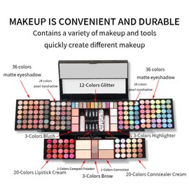 Eyeshadow Palette, Eyeshadow Make Up Cosmetic Palette, Make-Up Palette with Highly Pigmented Colours, Eyeshadow Make-Up Cosmetics with Lip Gloss, Eyeshadow, Blush for Professional and Daily Use
