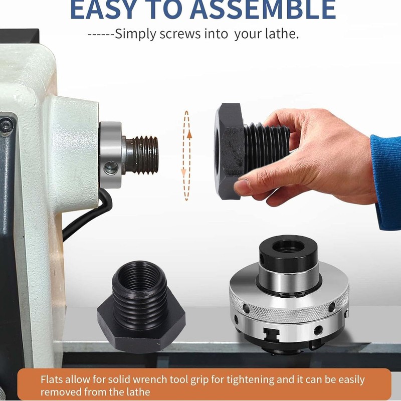 Woodworking Lathe Headstock Spindle Adapter with Thread Chuck Insert Adaptor