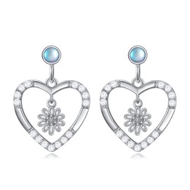Heart Earrings 925 Sterling Silver Heart Earrings Heart Jewellery Gift for Women, Sterling Silver, No Gemstone