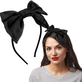 Ouligay Black Bow Headbands for Women,Knot Bow Hairbands Accessories for Girl,Fashion Head Bands for Women's Hair Non Slip,Ribbon Hair Bow Headwear for Daily Party Work