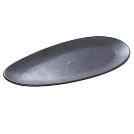 Yanco DB-314 Diamond Black Collection 14" X 6.5" Leaf Shape Plate, Matte Glaze (Pack of 12)