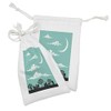 Ambesonne Cloud Fabric Pouch Set of 2, Silhouette Buildings and