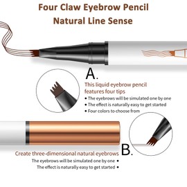 Probuk Liquid Eyebrow Pencil, Waterproof, Light Brown, Eyebrow Pencil, Microblading Effect, Eyebrow Pencil with 4 Tips, Microblading Pen, Long-Lasting, Natural, Smudge-proof (01#)