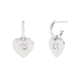 COACH Women's Signature Heart Charm Huggie Earrings