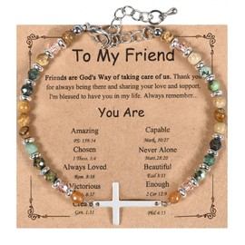 ISAROARO Christian Cross Bracelet for Women - Confirmation Baptism Easter Gift, Unique Stocking Stuffer for Mom Sister Daughter Friends in Christ Christmas Birthday